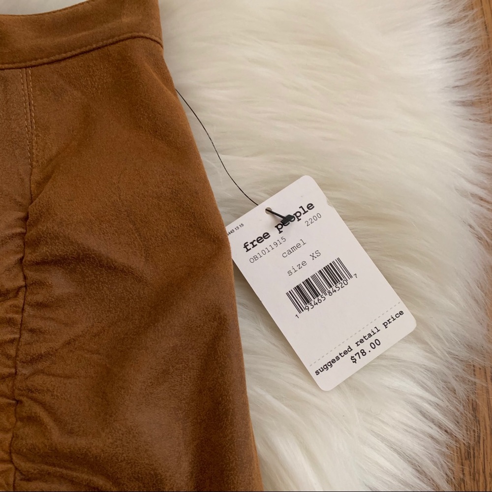 Free People Camel Rumi Ruched Mini Skirt Size XS - Picture 7 of 8